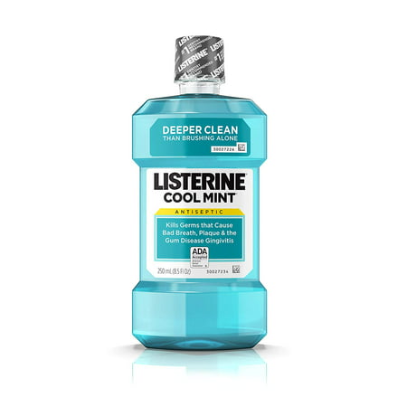 Antiseptic Mouthwash, Cool Mint - 250 ml, Kills germs that cause bad breath, plaque, and gingivitis By (Best Listerine For Gingivitis)