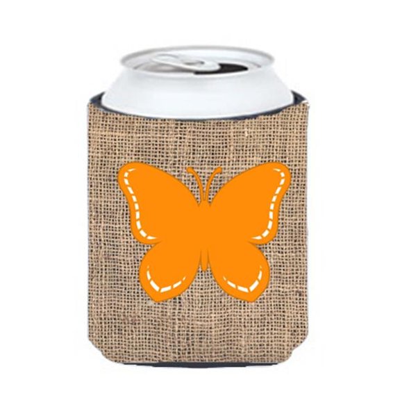 Butterfly Burlap and Orange Can or Bottle  Hugger