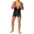 thumbnail image 6 of DYMADE Men Sexy Nightclub Patent Leather Slim Fit Sleeveless One-Piece Jumpsuits, 6 of 7