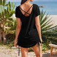 thumbnail image 4 of SMihono Trendy Bathing Suit Cover Ups for Women Bikini Swimsuit Coverup Casual Loose Beach Shirt Dress with Drawstring Black XXL, 4 of 9