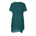 thumbnail image 5 of Fartey Wedding Guest Dress for Women Summer Flowy Chiffon Layered Cocktail Party Dress Elegant Solid Color Short Sleeve Evening Dresses Green S-3XL, 5 of 6