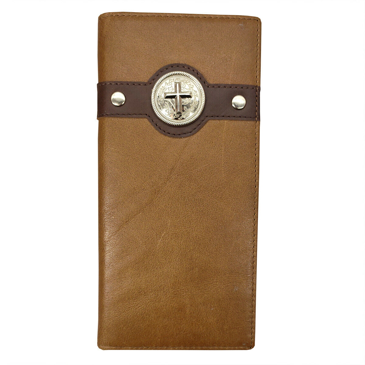 Western Cowboy Wallet Cross Genuine Leather Bi-fold Long wallet for Men