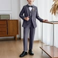 thumbnail image 2 of KyCheLot Boys Formal Set Suit Jacket V-Neck Vest Dress Shirts and Pants with Bowtie Outfit Wedding School 2-16 Years, 2 of 7
