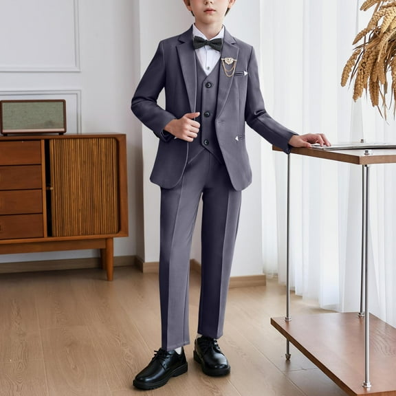 Boys Kids Suit 4 Pieces 2-16Y - Blazer Shirts Pants Waistcoat Outfit Suit Formal Outfit for Wedding & Performance