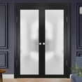 thumbnail image 4 of Solid French Double Doors Frosted Glass | Planum 2102 Matte Black | Wood Solid Panel Frame Trims | Closet Bedroom Sturdy Doors-36" x 84" (2* 18x84), 4 of 6