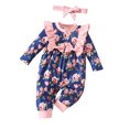 thumbnail image 1 of Gibobby Conjunto de Sudadera y Leggings de Lana Conjunto de 2 uds de mono con y retazos con estampado Floral de manga larga para niñas recién nacidas(Azul, 3-6 Meses), 1 of 5