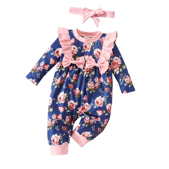 Gibobby Conjunto de Sudadera y Leggings de Lana Conjunto de 2 uds de mono con y retazos con estampado Floral de manga larga para niñas recién nacidas(Azul, 3-6 Meses)