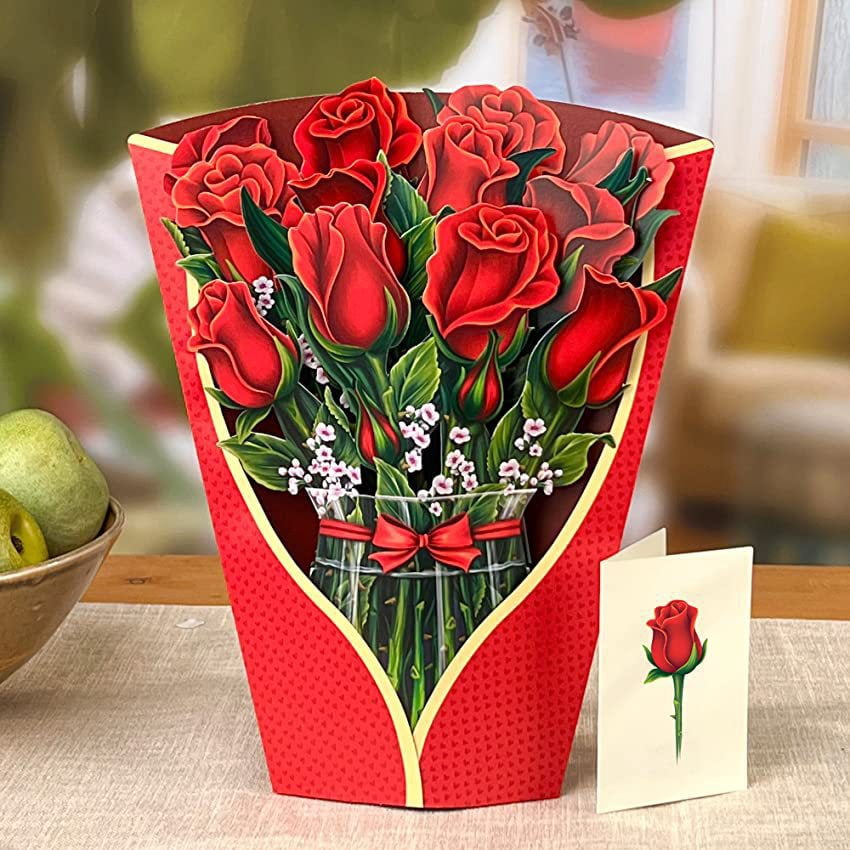 Creative 3D Pop-Up Greeting Card for Mother's Day, Paper Card with Flowers, Thank You and Blessing Gift Card