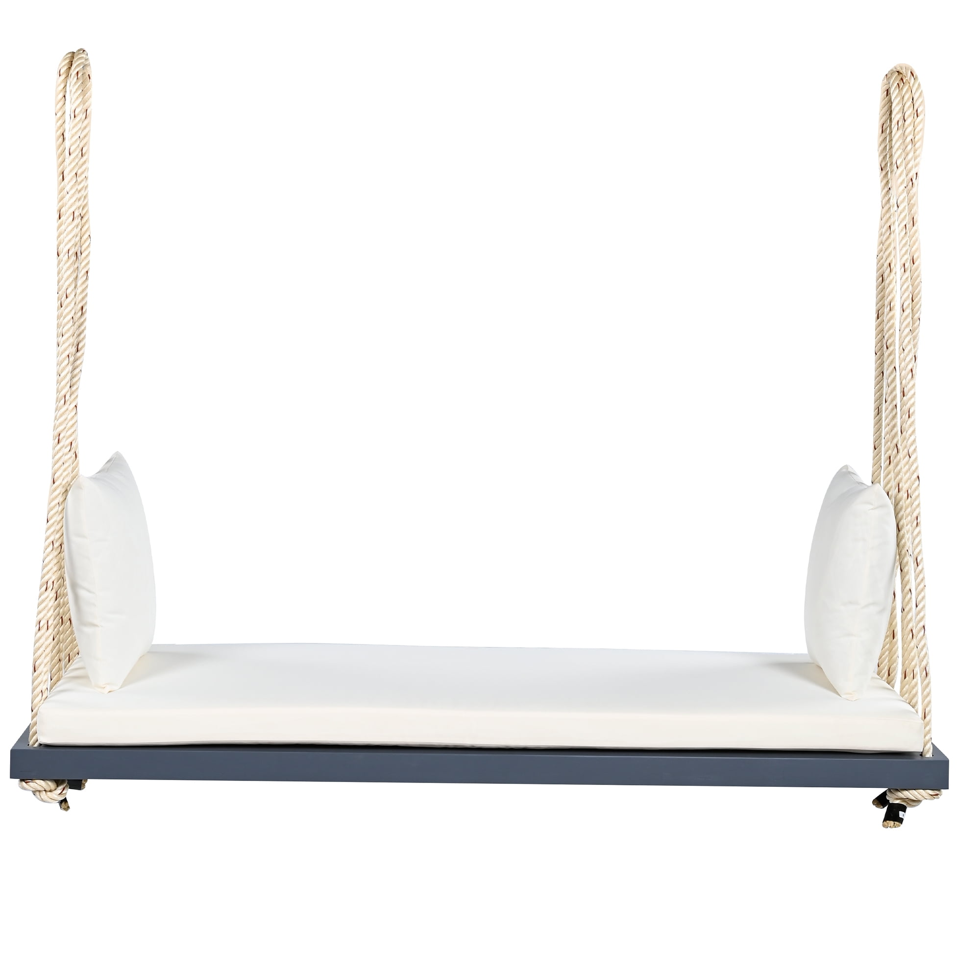 Euroco Acacia Wood Swing Chair with Hemp Rope Suspension, 400lbs Capacity, Comfortable Cushioned Seat, Easy Setup, Multiple Colors