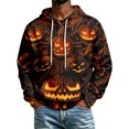 thumbnail image 4 of Leidass Halloween Hoodie for Men Funny Pumpkin Face Hooded Sweatshirts Scary Skull Long SLeeve Tops Holiday Costumes Yellow L, 4 of 5