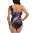 thumbnail image 5 of Sikiie Ocean Seahorse Print Women One Piece Swimsuits Tummy Control One Shoulder Bathing Suits Ruffle Swimwear, From S to XXL-Medium, 5 of 6
