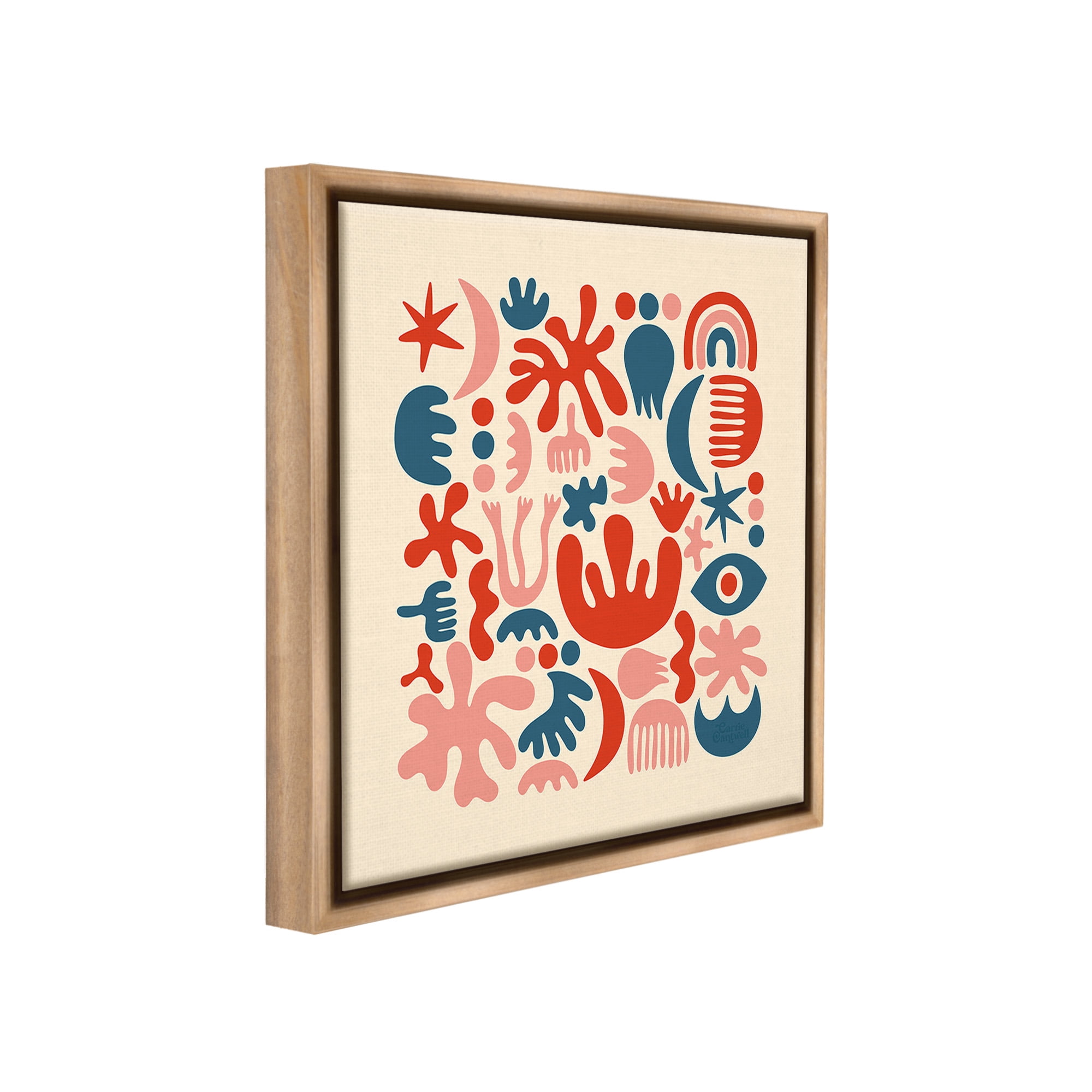 Stupell Industries Abstract Shapes Arrangement Abstract Painting Brown Floater Framed Canvas Art Print Wall Art, 25 x 25
