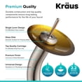 thumbnail image 7 of KRAUS Rectangular Gold Glass Bathroom Vessel Sink and Waterfall Faucet Combo Set with Matching Disk and Pop-Up Drain, Satin Nickel Finish, 7 of 7