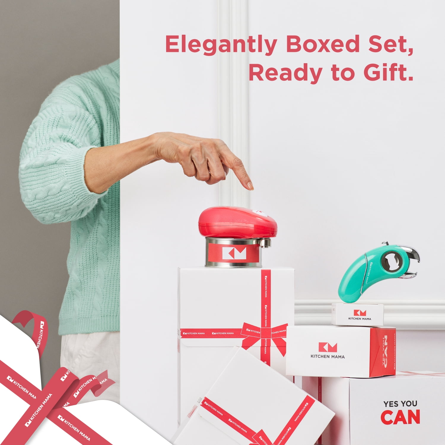 Kitchen Mama One Touch Electric Can Opener and 6-in-1 Multifunction Opener Gift Set