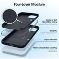 thumbnail image 3 of Liquid Silicone Case for iPhone 13 (6.1''), [Scratch-Resistant, Anti-Fingerprint, Shockproof] Protective Slim Fit Phone Case, 4-Layer Cover with Microfiber Lining, Silky-Soft Touch, Black, 3 of 14