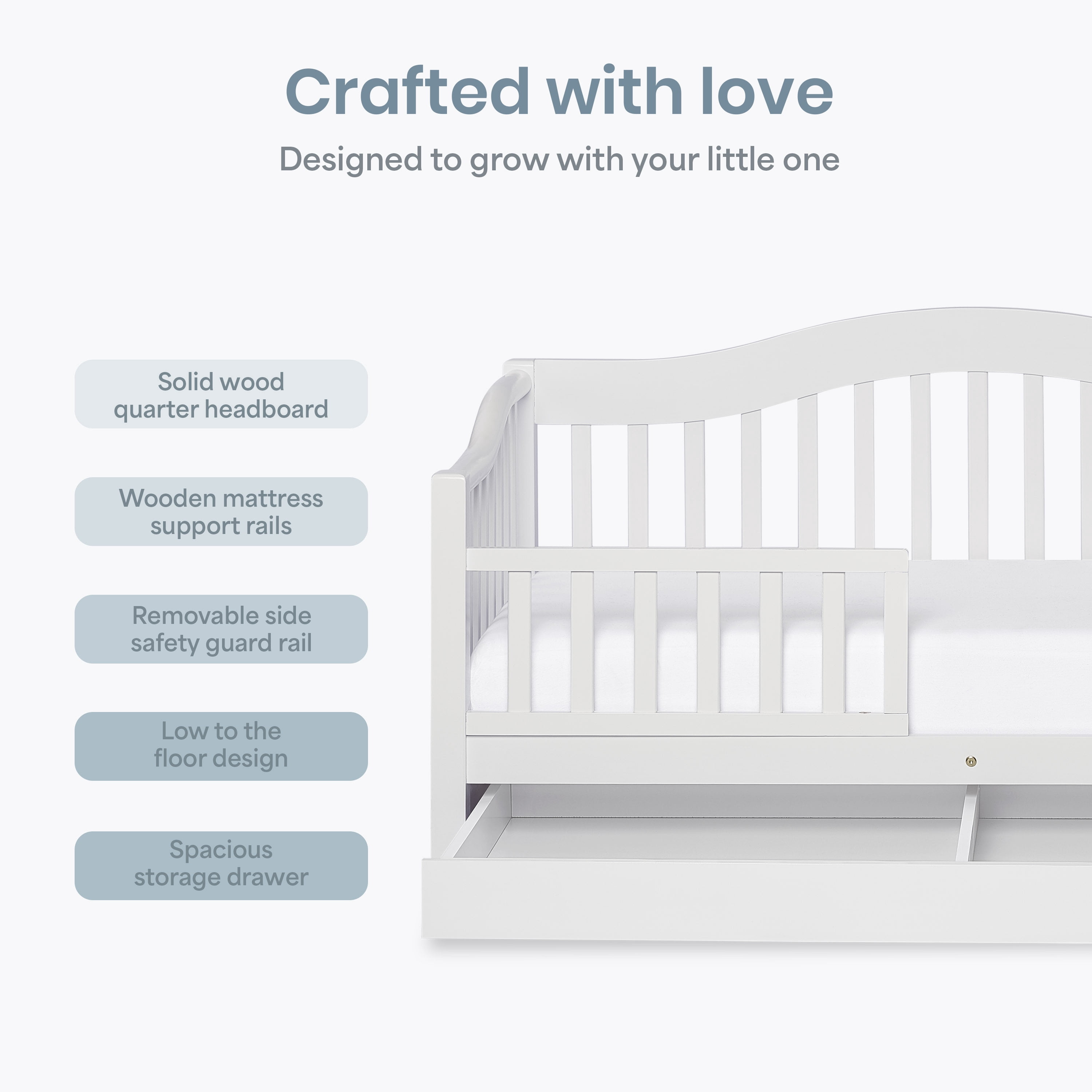 Dream on Me Toddler Day Bed with Storage, White