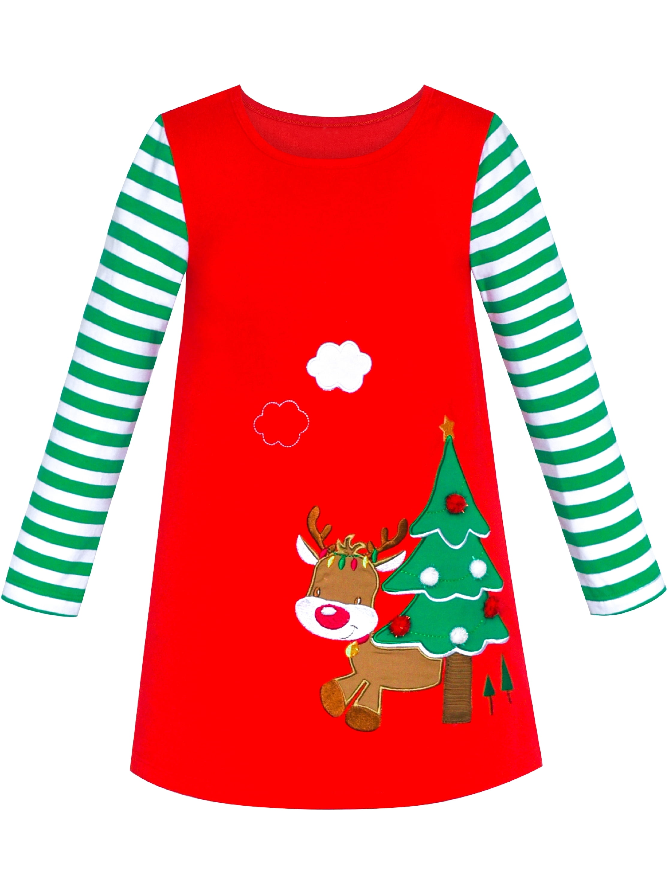 Sunny Fashion Girls Dress Long Sleeve Christmas Snowman Holiday Party Age 5-12 Years