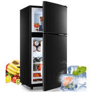 GGTB 3.0 cu ft 2 Door Mini Fridge with Freezer, Black Compact Refrigerator for Dorm, Office, Apartment, Basement and Garage