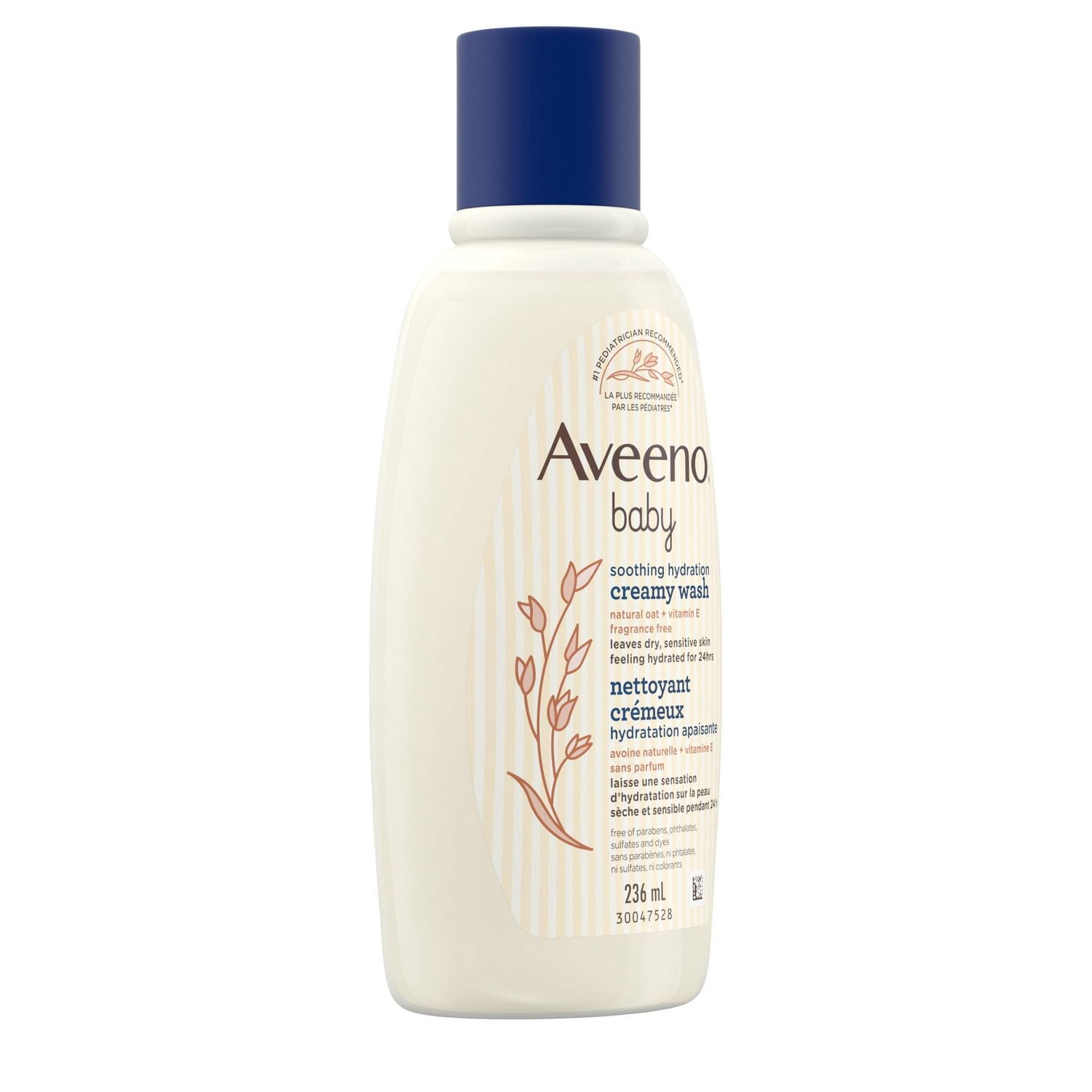 Aveeno Baby Soothing Hydration Creamy Wash for Dry Sensitive Skin - Natural oat + vitamin E - Fragrance-Free, 236 mL