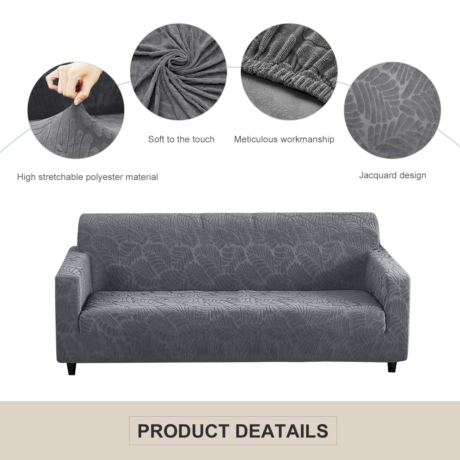 Oversize Couch Cover with Pillowcase & Foam, Slipcovers for Sofas