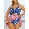 thumbnail image 2 of Summer Mae Women Plus Size One Piece Swimsuits with Skirt V Neck Floral Printed Swimdress Cutout Bathing Suits, 2 of 6
