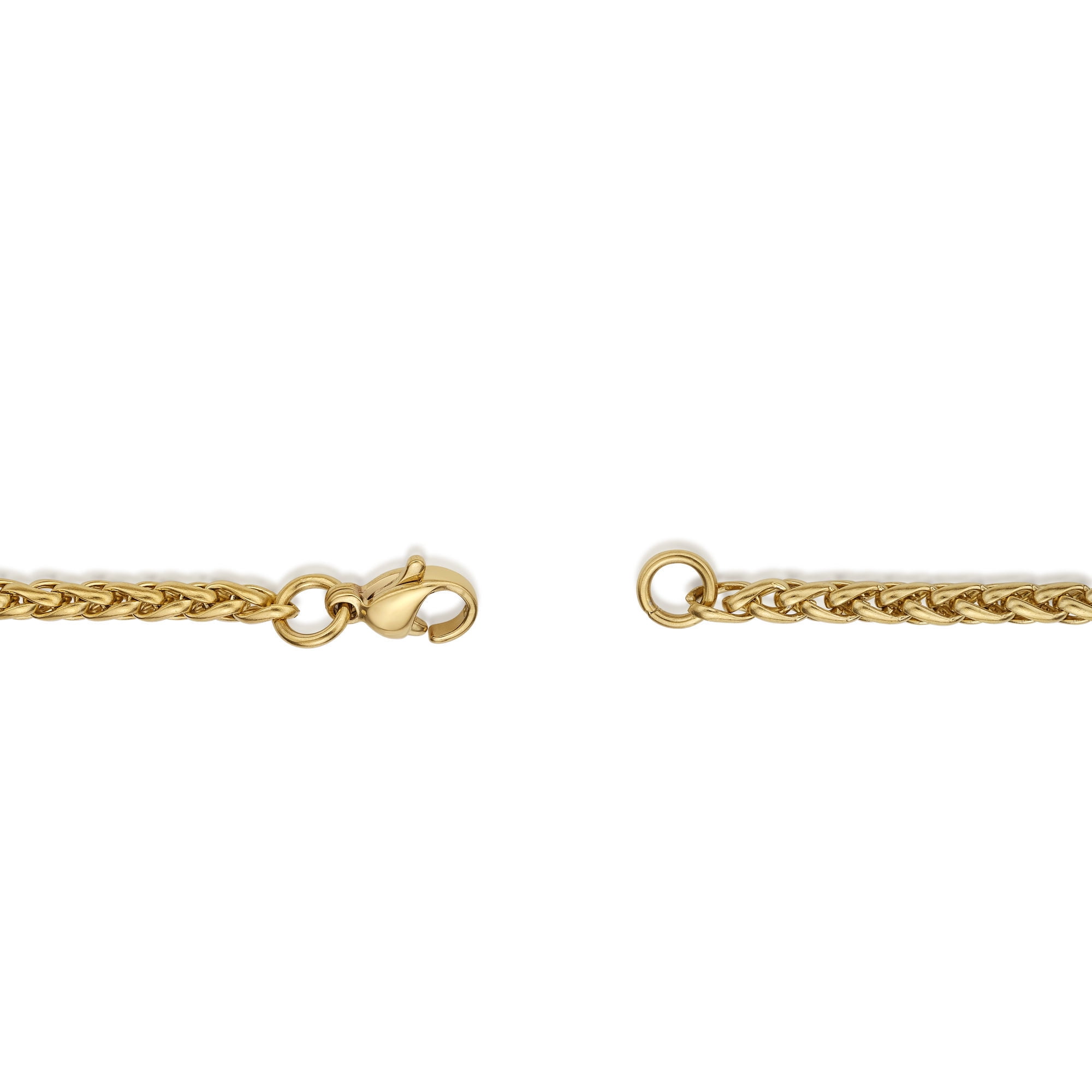 24 Inches Long Thin Wheat Chain Necklace for Men in Stainless Steel with Yellow Gold Ion Plating 3 mm Wide Lobster Claw by Metro Jewelry