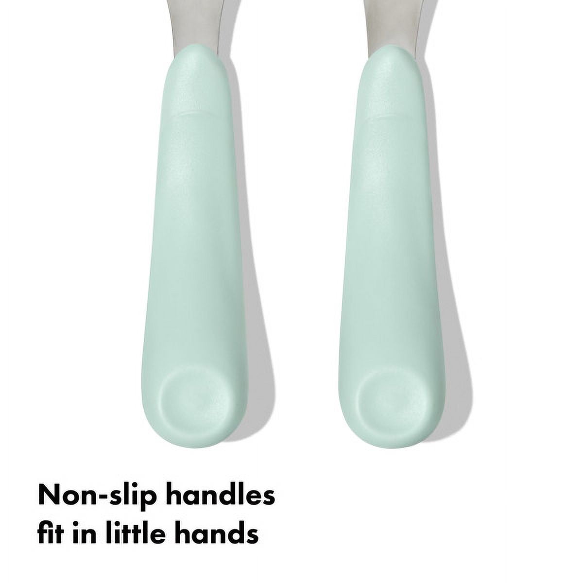 OXO Tot Toddler Stainless Steel Fork and Spoon 2 Piece Set for 12+ Months, Opal