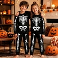 thumbnail image 2 of Tfken Girls Halloween Pajamas Outfit Set Skeleton Graphic Long Sleeve Tops Elastic Waist Pants Set Homewear Cute Sleepwear Loungewear Festival Toddler Classic Pjs Clothes Size 5-6 Years, 2 of 7