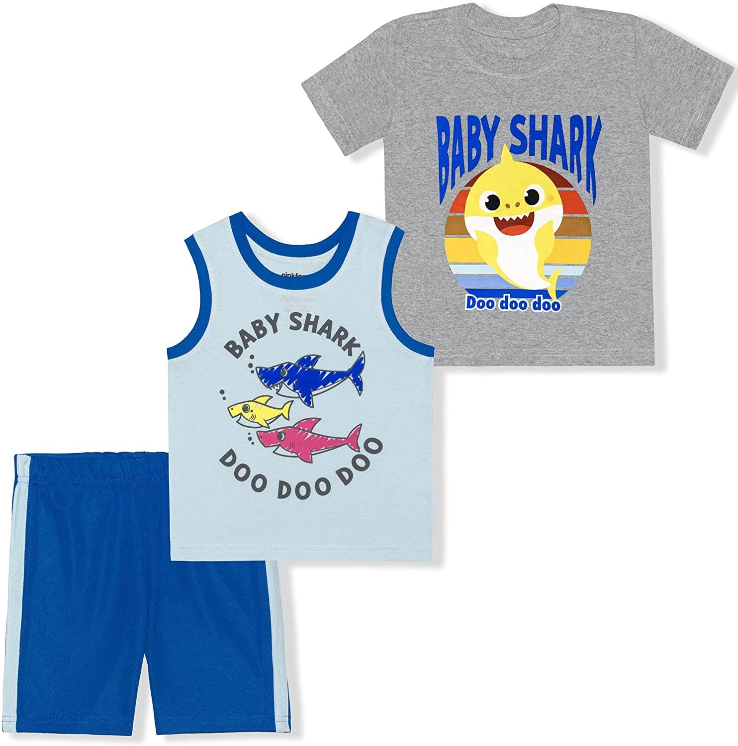 Nickelodeon Boy's 3Pack Baby Shark Tee, Sleeveless Shirt and Mesh