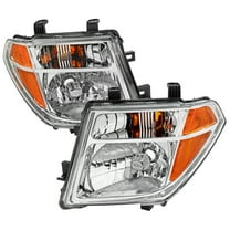 Factory Style Headlights (Chrome Housing/Clear Lens) Made for and Compatible with 2005-2008 Nissan Frontier/2005-2006 Pathfinder