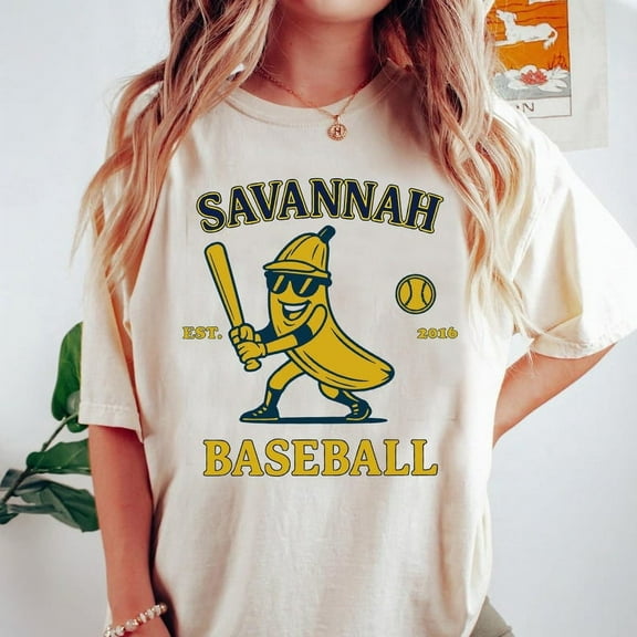 Retro Savannah Baseball T-Shirt, Vintage Soft Tee, Banana Fan Gift, Let’s Go Bananas Baseball Shirt