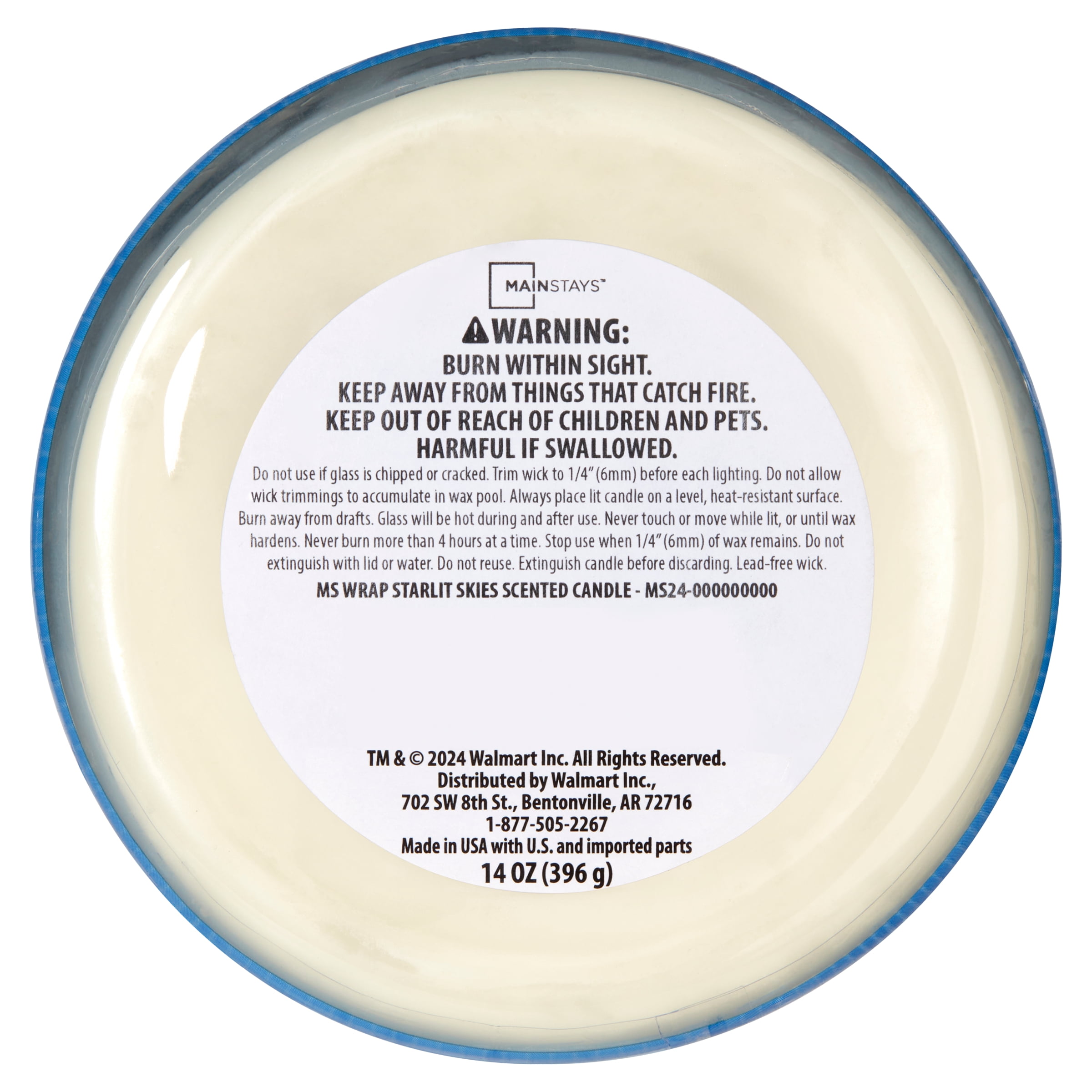 (4 pack) Mainstays 3-Wick Textured Wrapped Starlit Skies Scented Candle, 14 oz