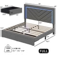 thumbnail image 5 of NHIXSOM Full Upholstered Platform Bed Frame with LED Lights and Storage, Velvet Adjustable Headboard, Grey, 5 of 8