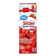 Great Value Fresh Seal Slider Zipper Quart Storage Bags, 22 Count