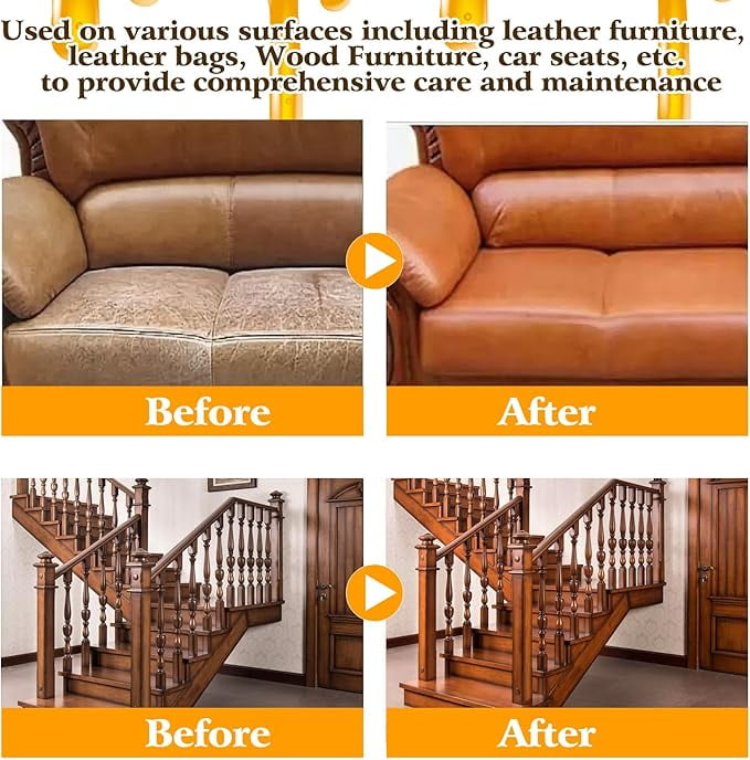 Leather & Furniture Repair Salve, 2025 New Leather Furniture Salve & Brush Set, Furniture Salve for Leather Wood (2 PCS)
