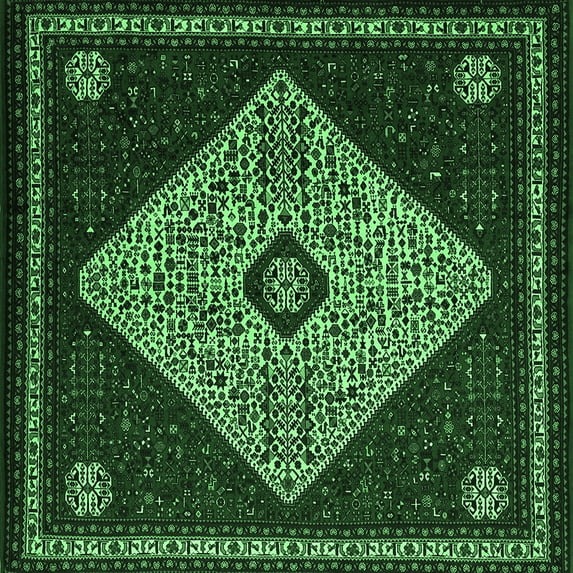 Ahgly Company Indoor Square Persian Emerald Green Traditional Area Rugs, 4' Square