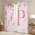 thumbnail image 2 of Erosebridal Initial Alphabet P Kids Blackout Curtains Set of 2 (52x84 Each),Pink Floral Flowers Window Curtains For Bowtie Girls, 2 of 7