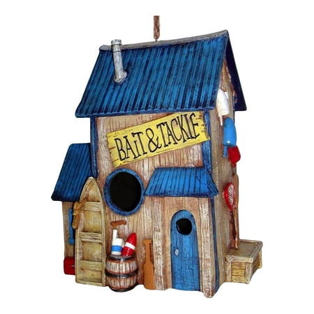 Garden Treasure Birdhouse - Bait and Tackle Shop Birdhouse 10 Inch Resin Shaped Backyard Bird Garden Decor