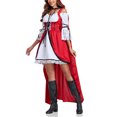 thumbnail image 3 of Mrat Women's 2 Piece Storybook Red-Riding Hood Costume Lace Trimmed Dress Cape Set Halloween Costume S-46 Red-a XL, 3 of 6