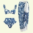 thumbnail image 2 of ZQGJB Sexy Two Piece Tankini Swimsuit with Chiffon Wrap Around Long Skirt for Women Vintage Summer Floral Printed Tummy Control Bathing Suit 3 Piece Set #14-Blue S, 2 of 6