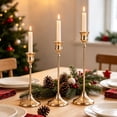 thumbnail image 4 of 3PCS Vintage Gold Taper Candlestick Holders for Table Decor, Tall Sturdy Metal Build, Fits Pillar Candles, Great for Wedding Fireplace & Dining Centerpieces, Ideal Housewarming Gift, 4 of 7