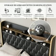 thumbnail image 5 of SIBEDS LED Bed Frame with 2 Storage Drawers and Galaxy Star Projector PU Upholstered Black Tufted Wingback Headboard, Queen, 5 of 9