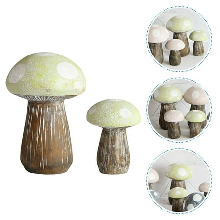 DEEPCRAFF Resin Mushroom Statue Cute Design Garden Decor 2Pcs 15.00X10.00X10.00Cm