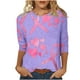 thumbnail image 1 of Camisetas Casuales de las Mujeres Impresas 3/4 Manga Blusa Cuello Redondo Estante de Imitación, Moda Casual Top para las Mujeres, 1 of 5