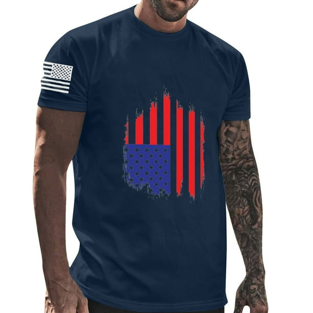 Mens Casual Pantalones Cortos Cuello Redondo Gradación Impresión Suéter Camiseta, Blusa Deportiva de Fitness para Hombres