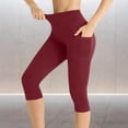 thumbnail image 5 of hoksml Women's High Waist Capri Leggings, Casual Workout Yoga Pants with Pockets for Summer, 5 of 6