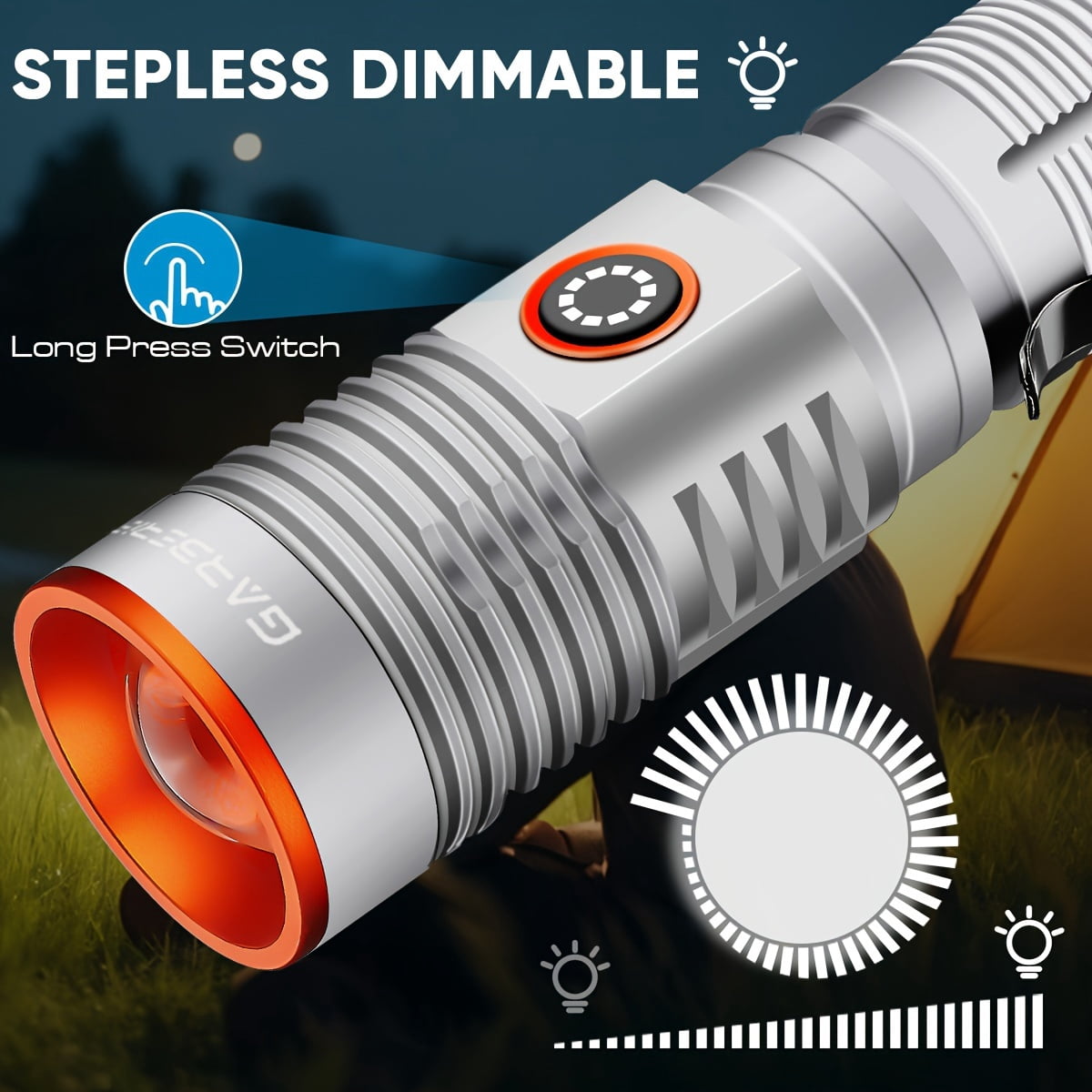 2pack High Lumens USB Rechargeable LED Flashlights, 4Modes Super Bright Powerful Handheld Dimmable Flashlight With 18650 Battery & Diffuser For Camping/Hiking/Home/Emergency
