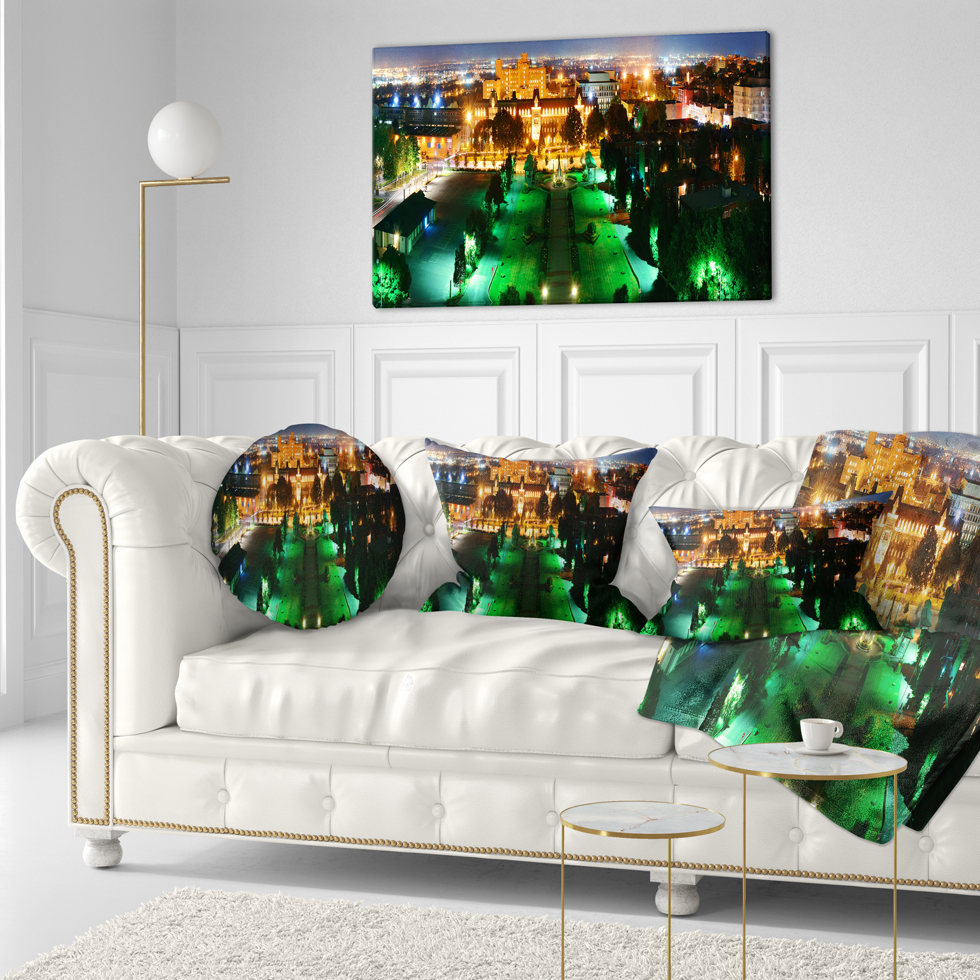 Designart Lighted Montreal City at Night - Cityscape Photo Throw Pillow - 12x20