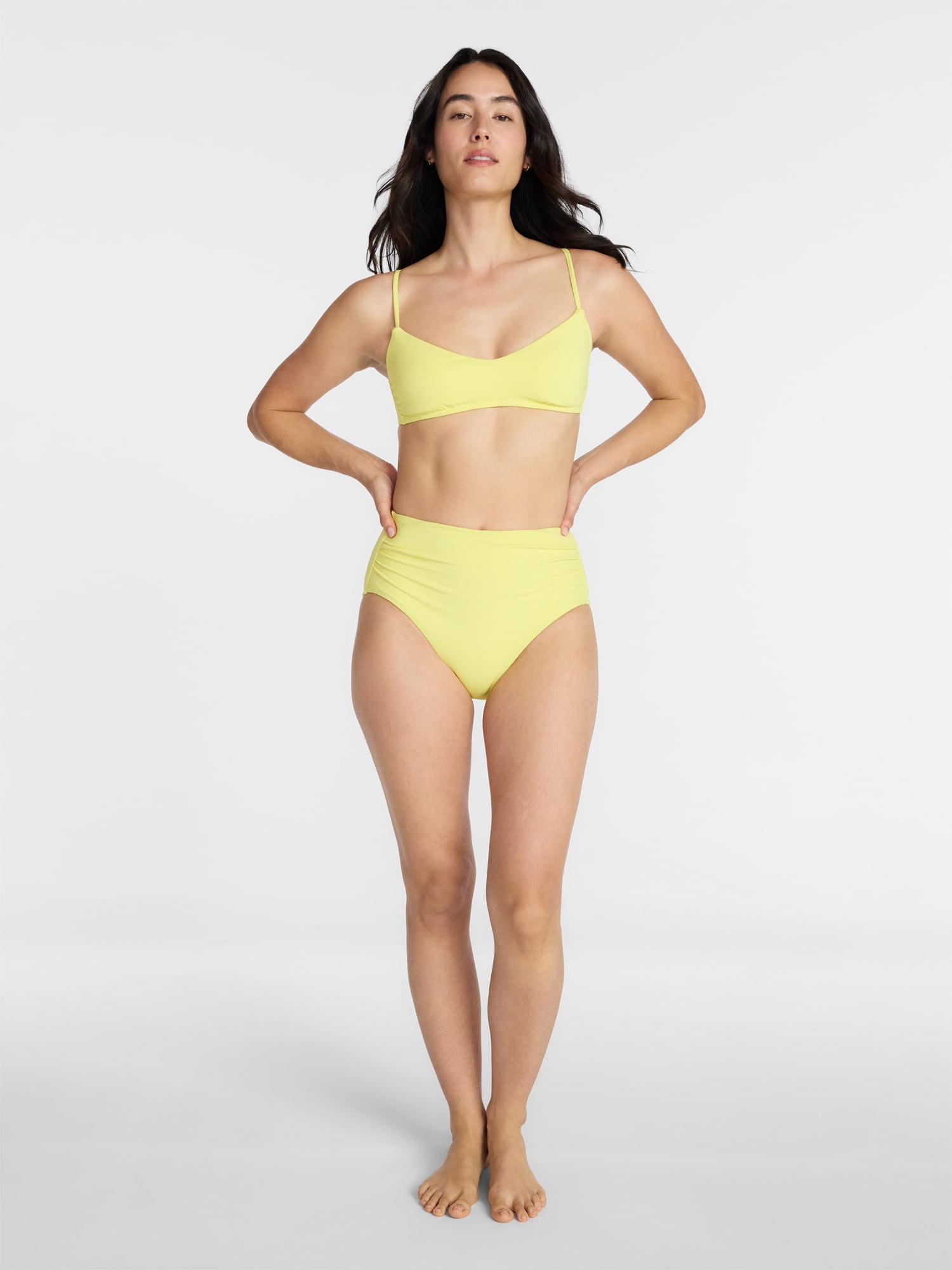 Time and Tru Women's and Women's Plus Ribbed High Waisted Bikini Bottoms, Sizes XS-3X