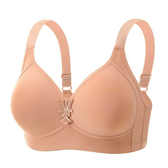 Timegard Bras for Women Wide Strap Full Support No Underwire Solid Color Comfy Thin Seniors Bralette